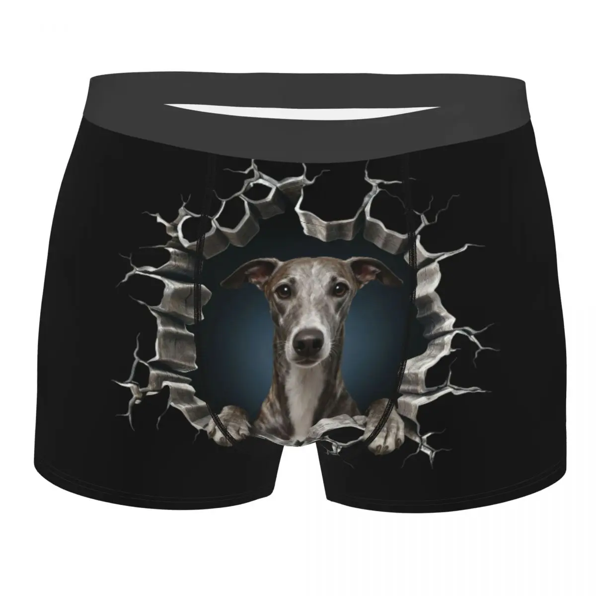 Ropa interior Breaking Through Greyhound para hombre, calzoncillos Boxer elásticos para amantes de los perros, pantalones cortos, bragas, calzoncillos, regalo de cumpleaños para el Día de San Valentín