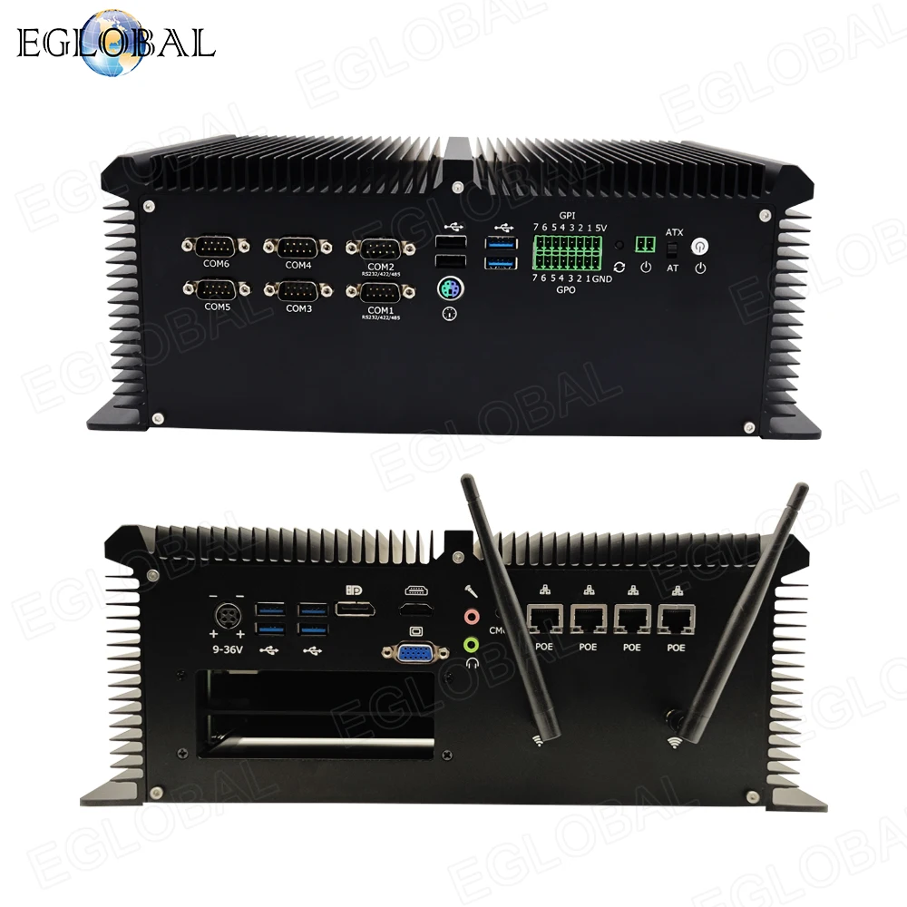 

Eglobal New Intel Core i7-7920HQ 4 LANs POE Mini PC Server GPIO COM Watchdog PXE HDMI VGA DP Industrial Fanless Computer Desktop