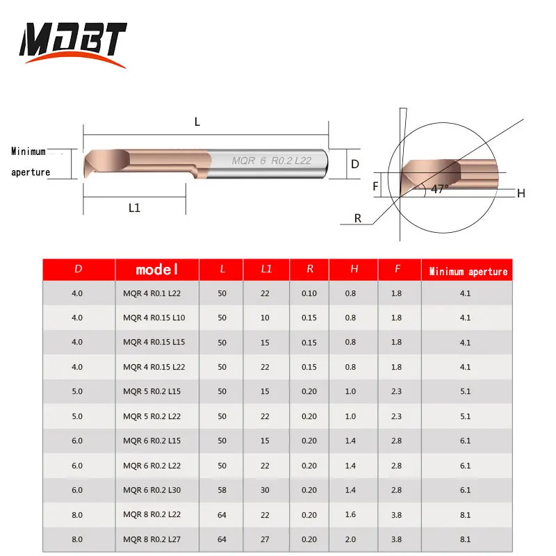MQR Boring Cutter Thread End Mill Tungsten Steel Alloy Small Boring Cutter MQR Turning Lathe Tools Bar