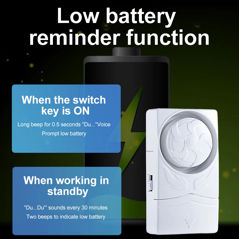 Allarme wireless per porte e finestre Sensore magnetico per porte antifurto da 110 dB, deterrente antifurto per la sicurezza domestica, promemoria per finestre aperte