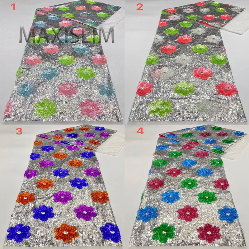 Nueva Tela de Lentejuelas Colorida de 3+5mm, Bordada, de Lujo, para Vestidos, Faldas, Chalecos, Ropa Infantil, Zapatos, Bolsos y Sombreros, Ancho de 125cm