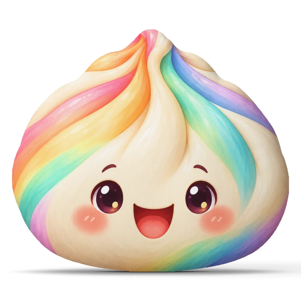 Kawaii Rainbow Bao Bun Plush Pillow Cute Dumpling Cushion Stuffed Throw Pillow Colorful Food Gift for Bedroom Sofa Decor