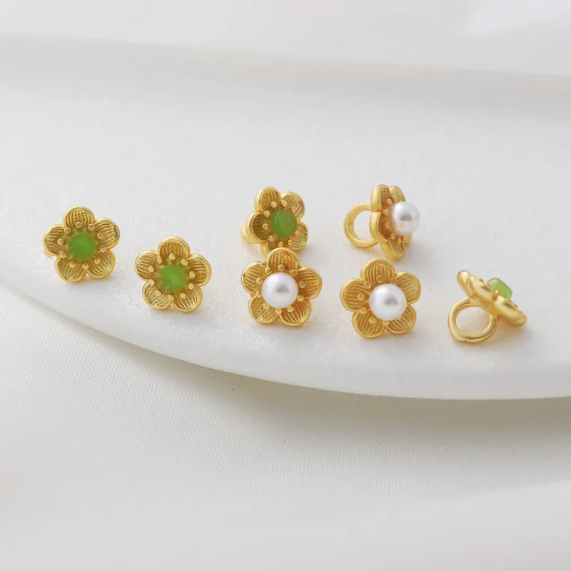 

Vintage Matte Gold Flower Large Hole Spacers 8mm DIY Bracelet Necklace Ring Pearl Jade Jewelry Findings