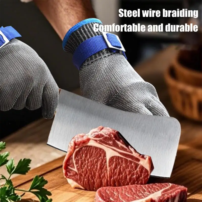 Guantes de corte para el hogar, Protector de dedos, guantes de alambre de Metal, multiusos, transpirable, herramienta para descascar huîtres y peces con comodidad