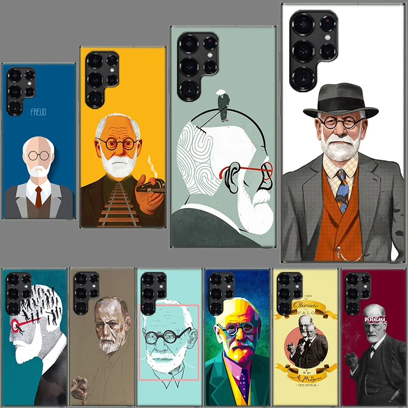 Sigmund Freud founder of psychoanalysis Clear Case for Samsung Galaxy S24 S22 Ultra S23 S21 S20 FE Capa Phone Cover S10 S9 S8 Pl