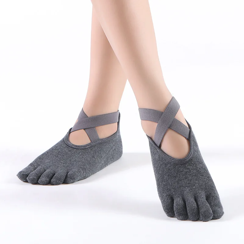 Women Non-Slip Five Fingers Pilates Socks Breathable Fitness Bandage Yoga Sock Ladies Gym Workout Ballet Dance Sports Socks
