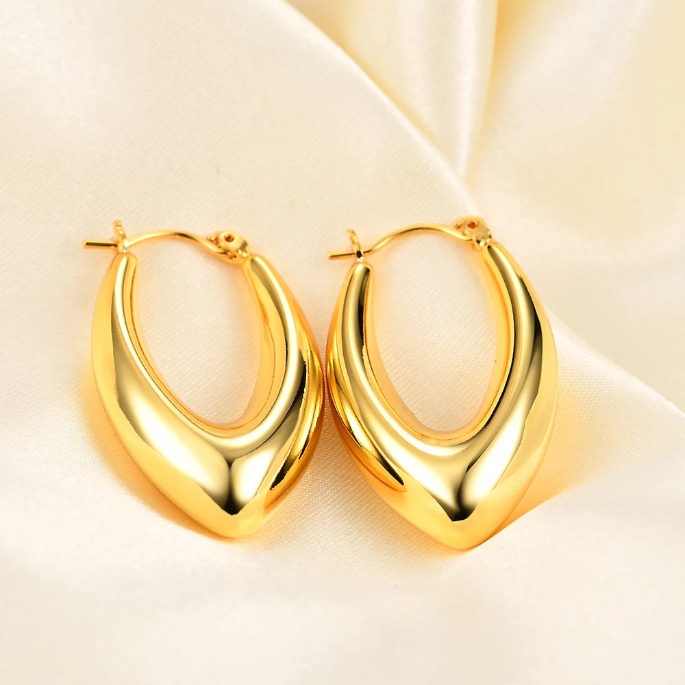 Mix Color Rose Gold/Gold/Silver Color Big Round Hoop Earring For Women Stainless Steel Hip Hop Earring Women Gift