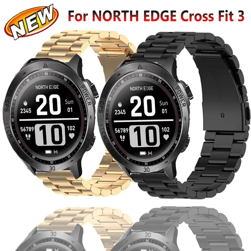 22 mm Metallarmband für NORTH EDGE Cross Fit 3 Smart Watch Edelstahl Bequemes Armband NORTH EDGE Cross Fit 3 Zubehör