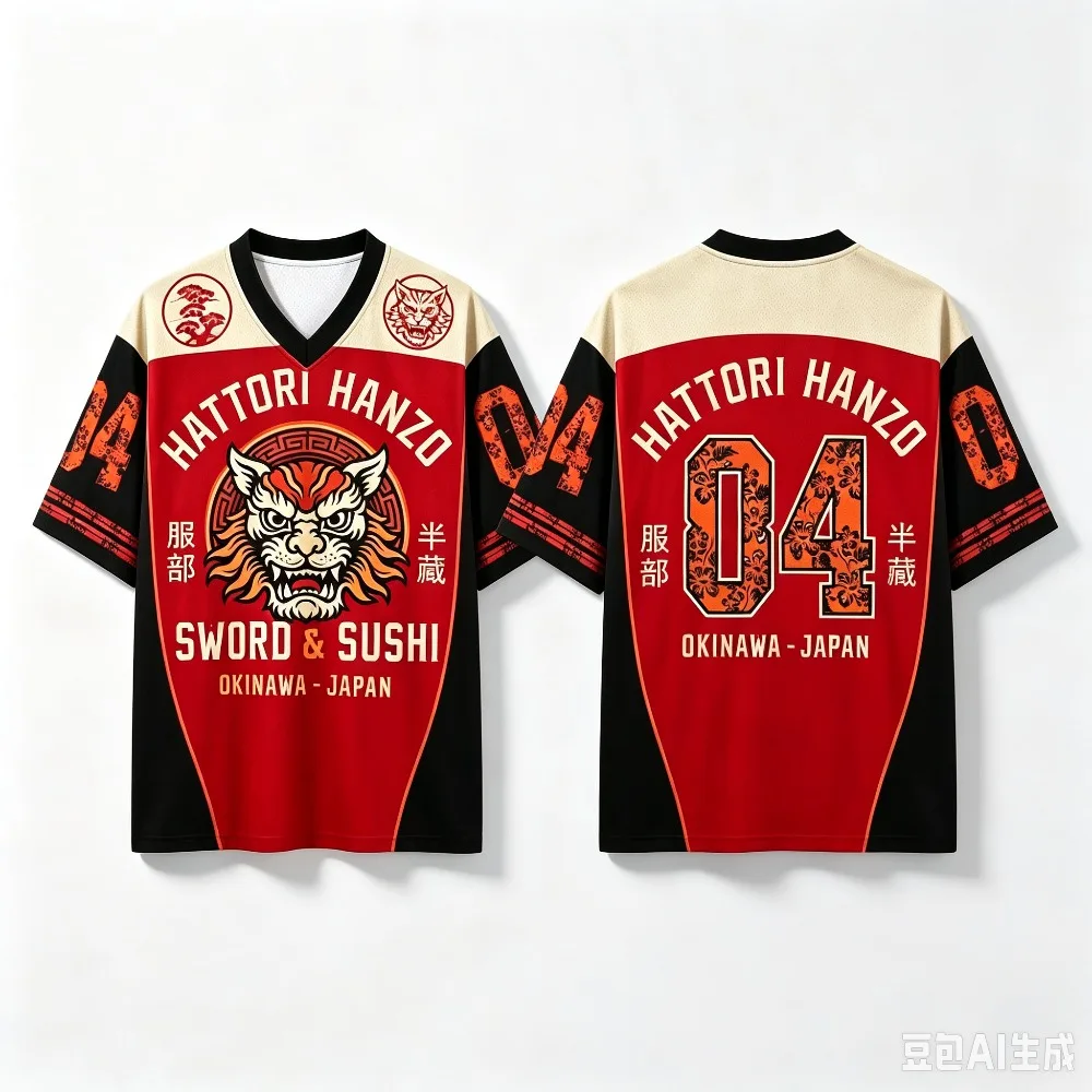Fashion New Design Japanese Legendary Warrior Tiger 3D Print Men's Women's V-Neck Sport  Loose TShirt Street Y2K Family Clothing