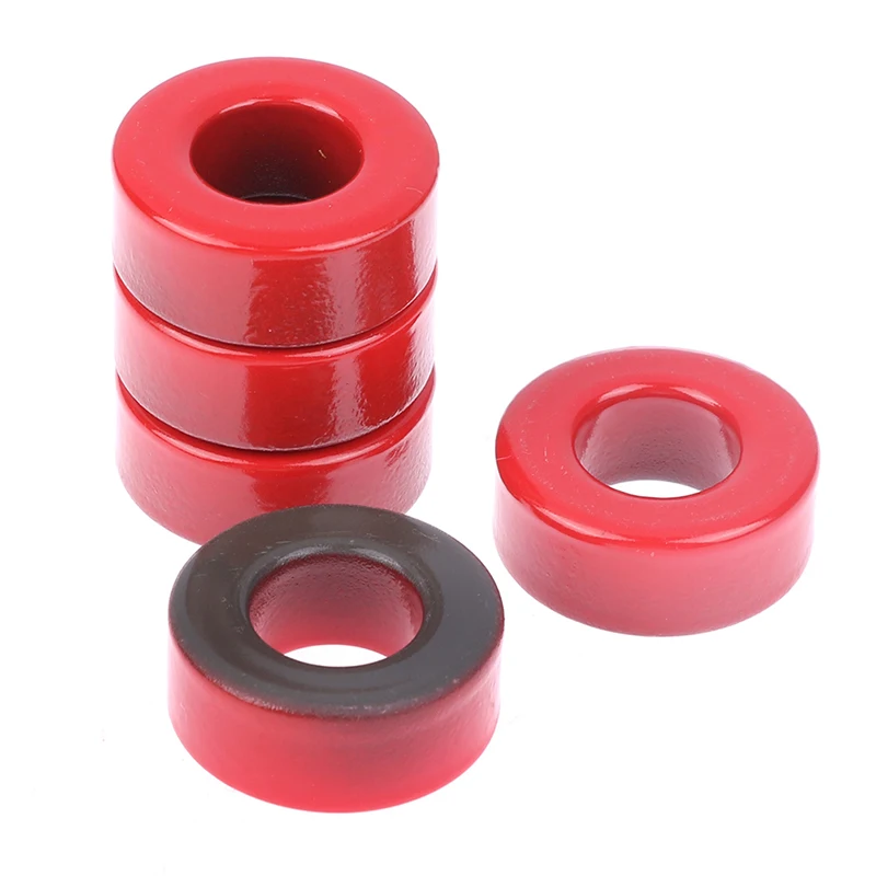 5Pcs 10μo T106-2 Iron Ferrite Toroid Cores For Inductors Iron Powder Core Red Magnetic Ring Low Permeability 27mm*14mm*11mm