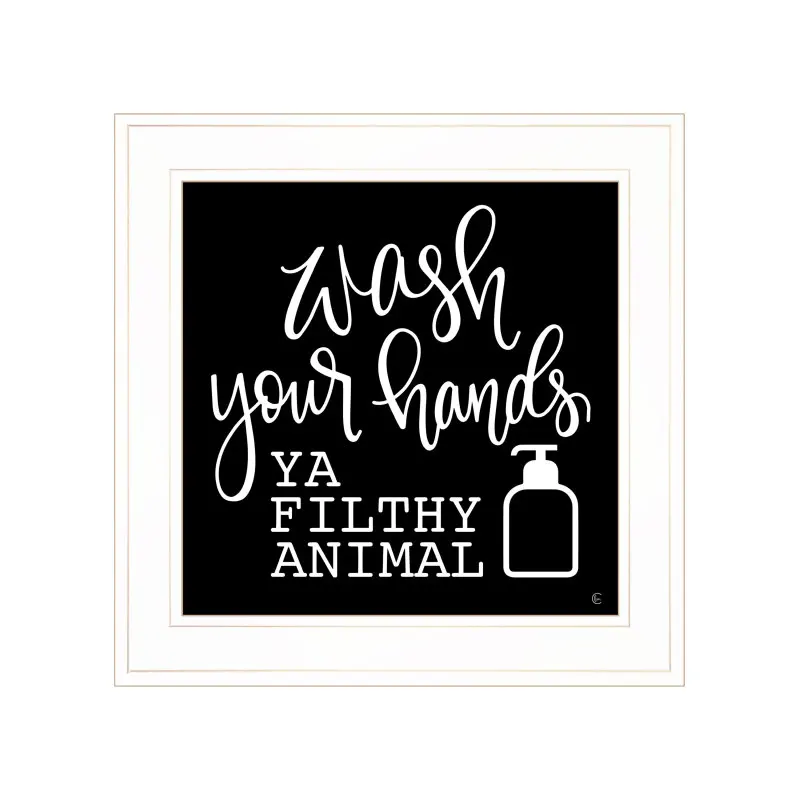 

"Wash Your Hands" by Fearfully Made Creations, Ready to Hang Framed Print, White Frame