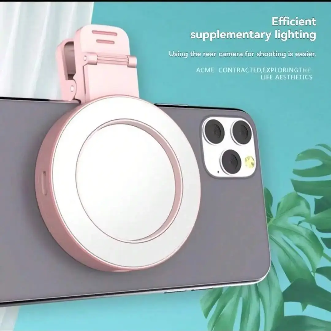 فلاش هاتف LED قابل لإعادة الشحن - ضوء سيلفي بمشبك لمكياج ومؤتمرات الفيديو والكمبيوتر المحمول iPhone iPad