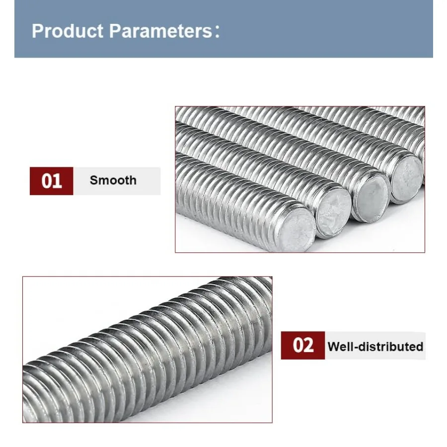 M8 x 400 مللي متر قضيب وترصيع ملولب بالكامل 304 من الفولاذ المقاوم للصدأ لخيوط اليد اليمنى قضبان M81.25 درجة خيط لمشابك براغي Ahor H #4