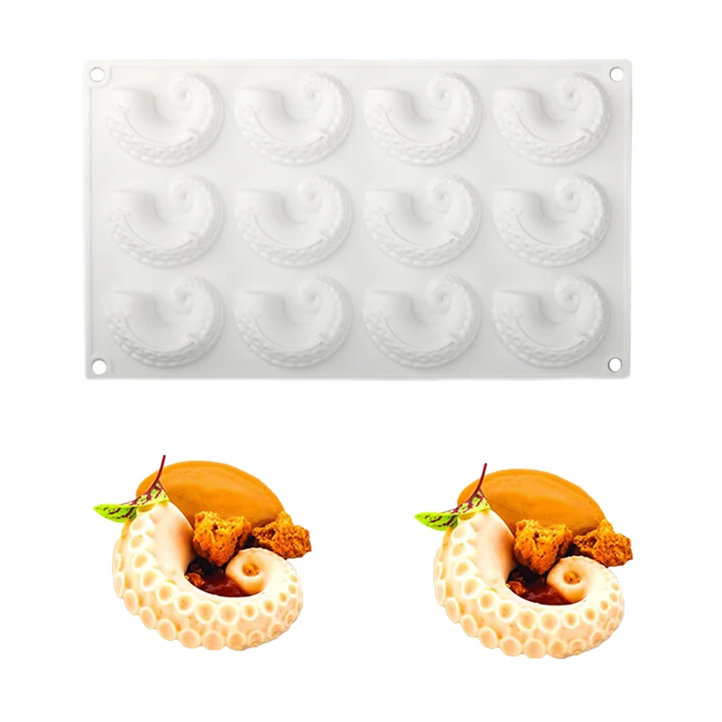 12 Cell Octopus Tentacle Design Silicone Cake Mold Squid Antennae Fondant Cake Mould Chocolate Molds Dessert Decorating Tools view 4