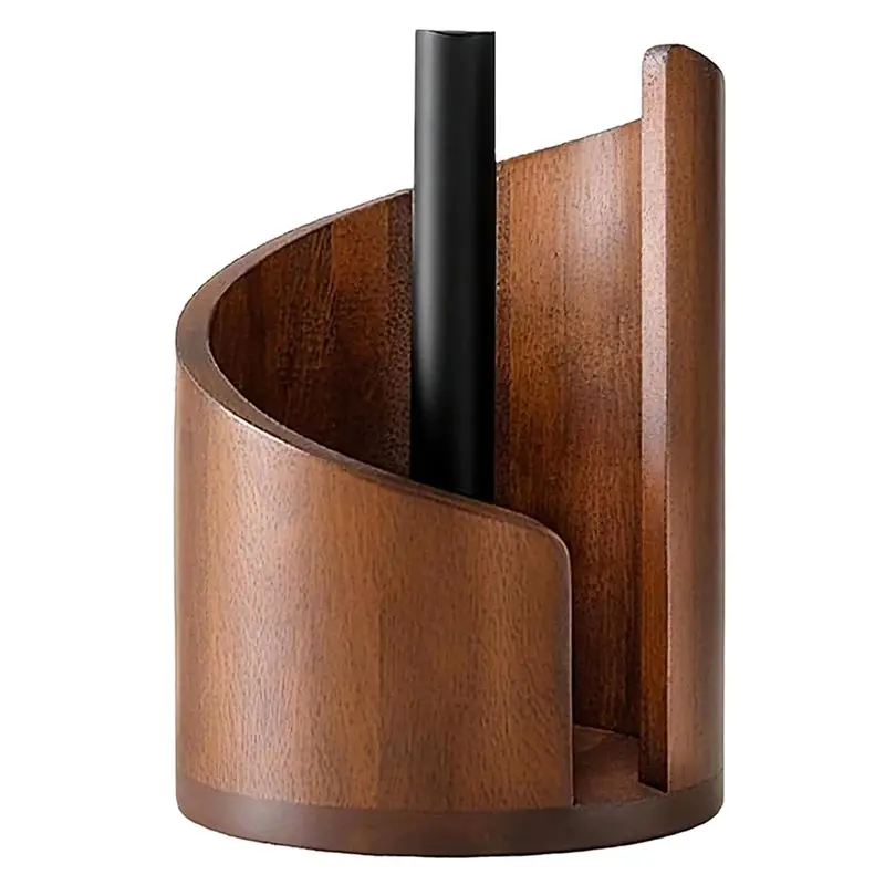 

B08B-Kitchen Countertop Organizer, Wooden Paper Towel Holder For Bathroom And Modern Tissue Dispenser Stand