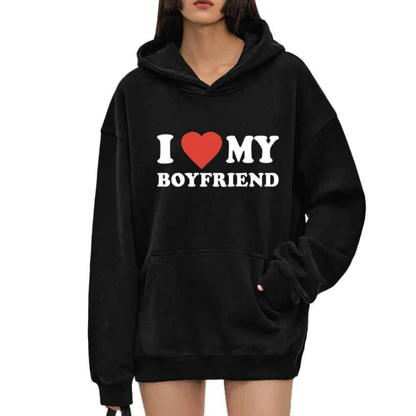 

personalization I Love My Boyfriend Girlfriend printed pullovers Hoodie Men Women Fashion Y2k Sweatshirt Unisex Fleece clothing