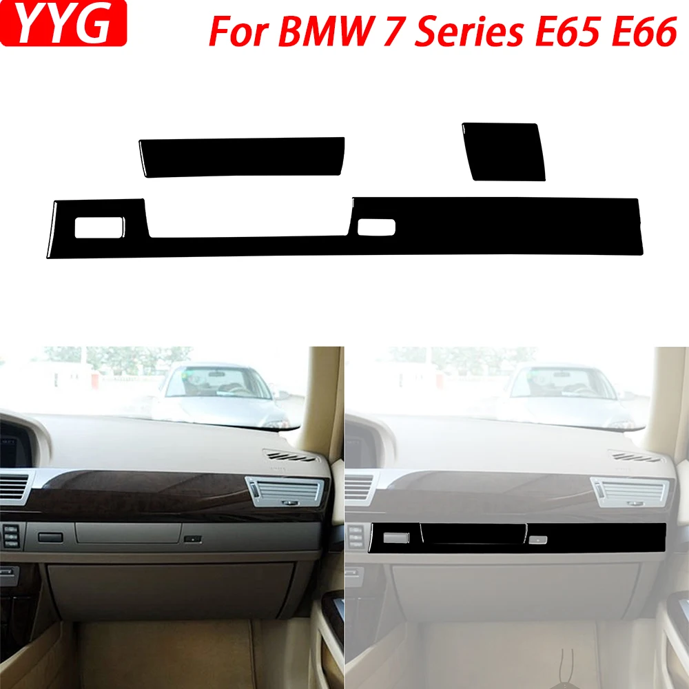 For BMW 7 Series E65 E66 2002-2008 Car Accessories Piano Black Copilot Dashboard Panel Trim Cover Interior Sticker Modification