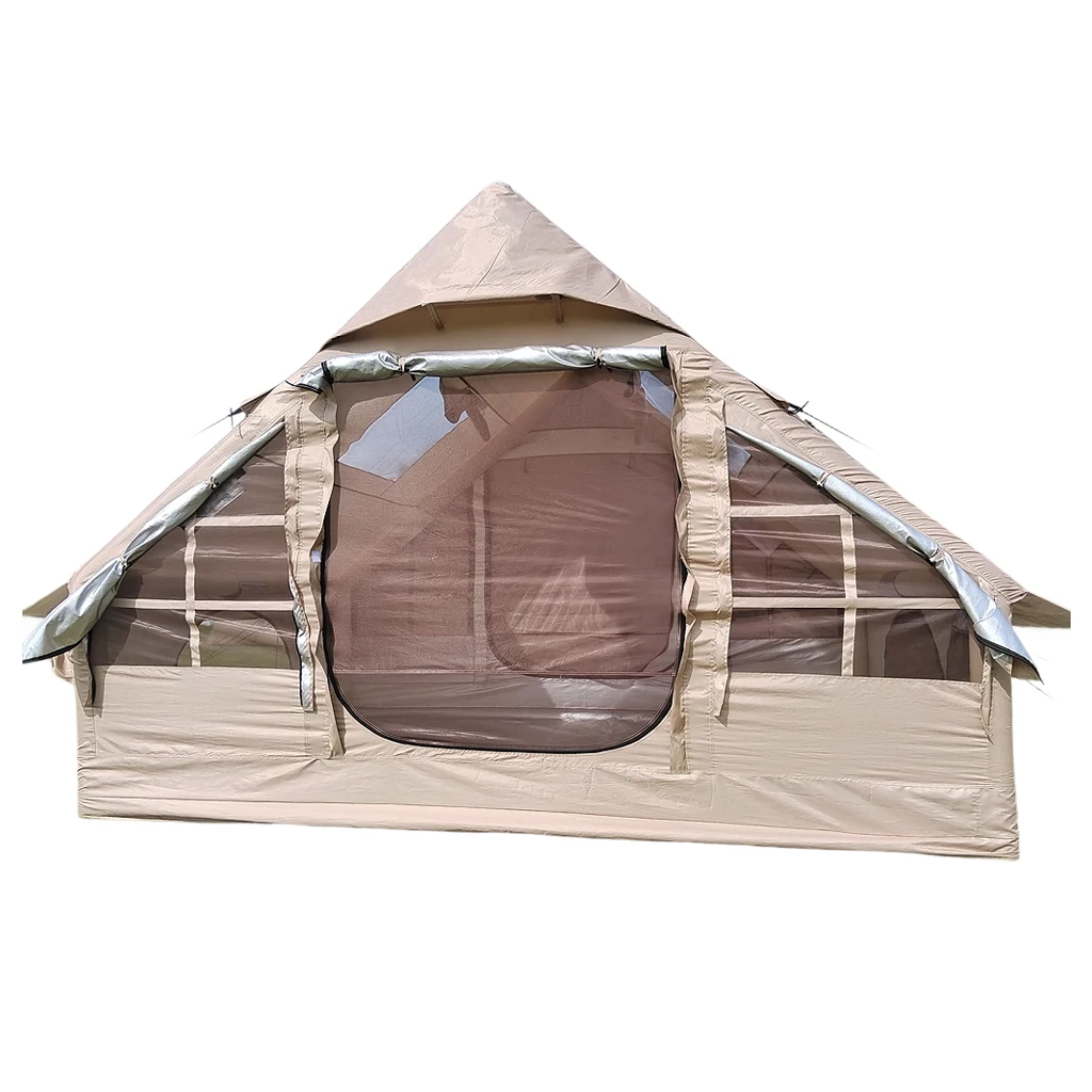 Easy Setup Portable Inflatable Air Cabin Oxford Tent Hand Pump 4 Seasons Waterproof Camping Air Tent with Mesh Chimney Window