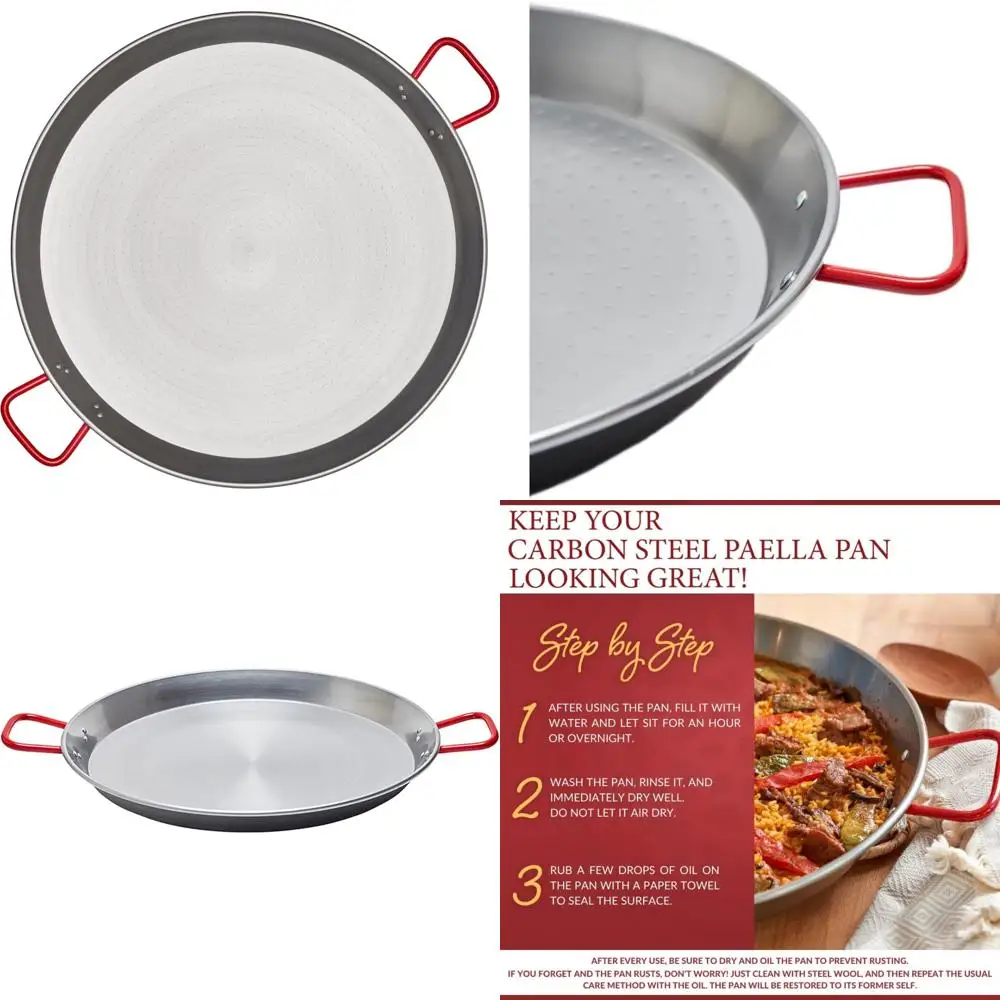 Sartén Paella grande de acero al carbono de 65 cm, 26 pulgadas de diámetro, perfecta para cocinar al aire libre y reuniones familiares