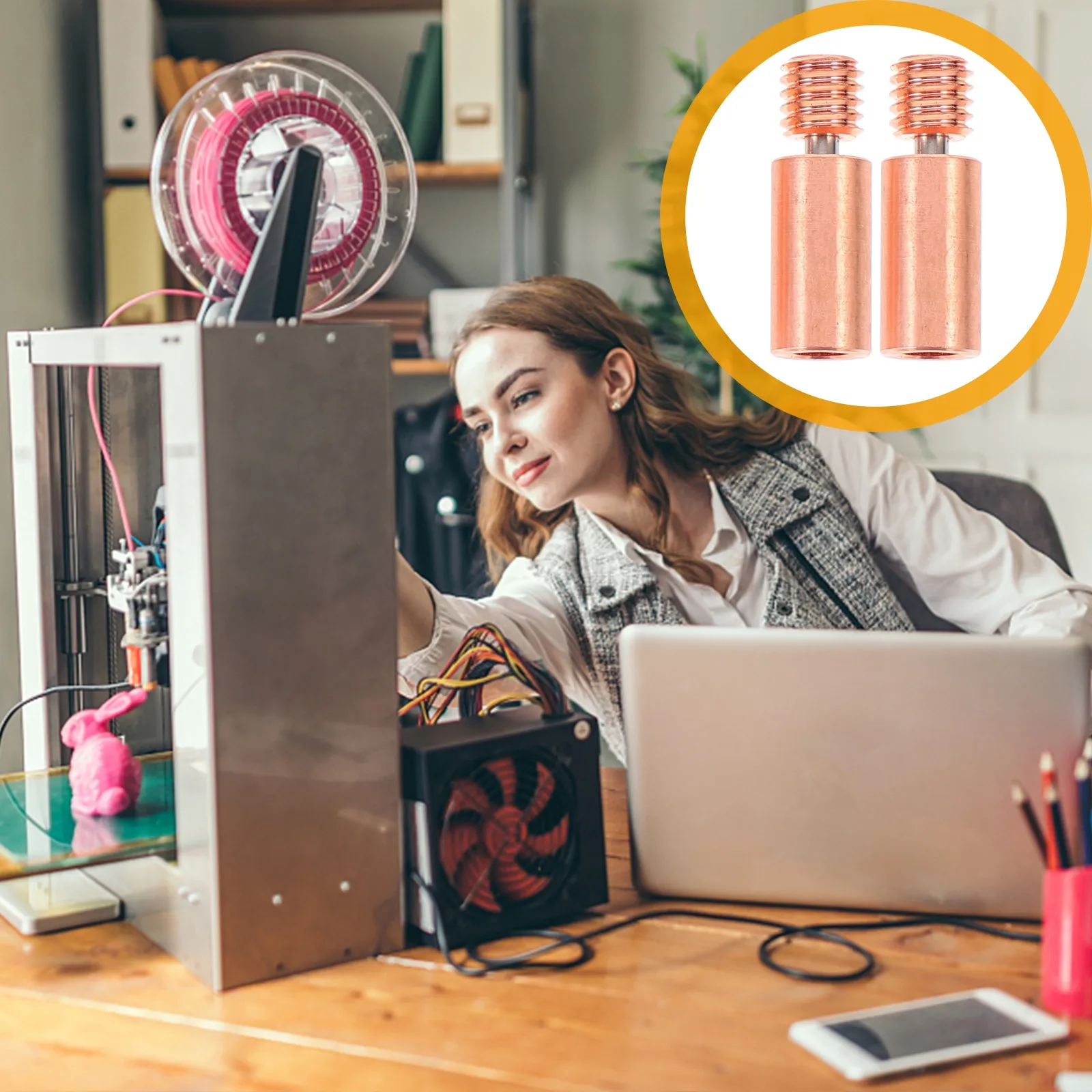 

2Pcs Heatbreak Throat for 3D Printer Bi-Metal Heatbreak Throat Tube with Sidewall Prevents Heat Transfer Clogging