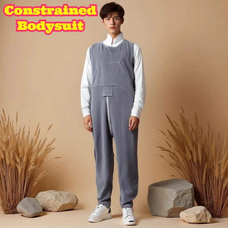 Adaptive Zip Up Jumpsuit for Elderly Memory Care Needs Soft Restraint Clothing Full Body Romper Easy Access Wear Non Irritating