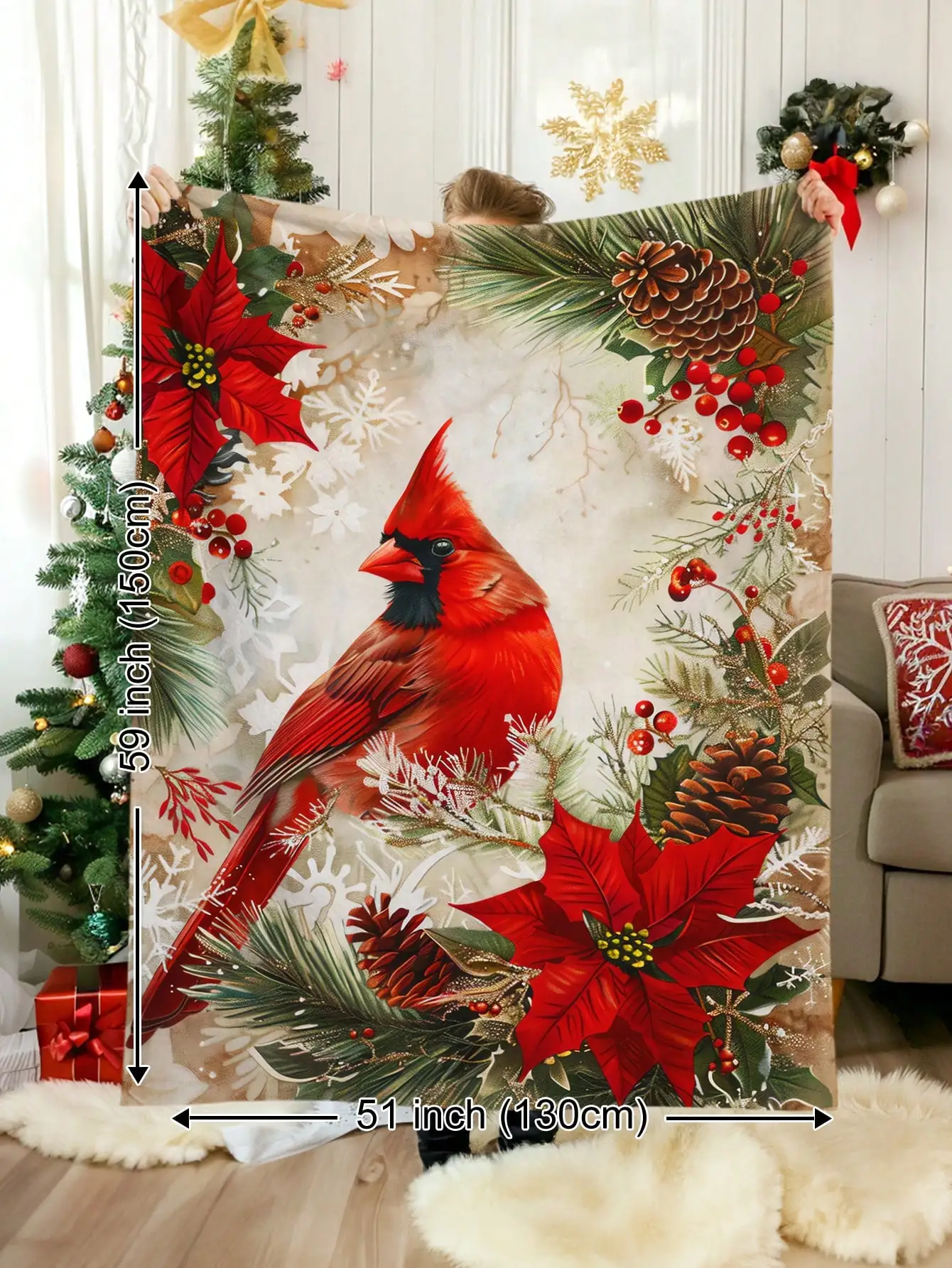 

Christmas retro hand-painted style is soft and warm perfect for the living room, sofa, lounge chair, bedroom, travel and camping