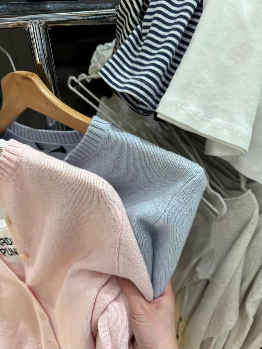 Pink Sweet Knitted Sweater Cardigan Spring O-Neck Single Breasted Cotton Knitwear Casual Simple All-match Sweaters Coat Y2k Top