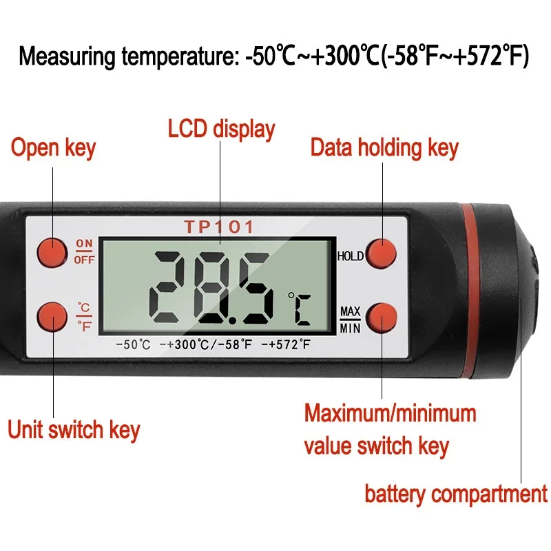 Kitchen Oil Thermometer Digital Needle Meat Cake Fried BBQ Cooking Food Thermometer Digital Temperaure Sensor Meter Thermocouple