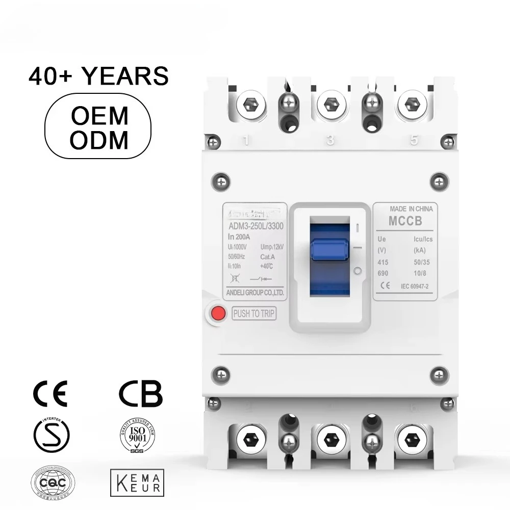 

ADM3-250L-3300 250A 3-Pole MCCB Circuit Breaker Digital Trip Unit 50/60Hz 50kA Breaking Capacity 400/690V Class a