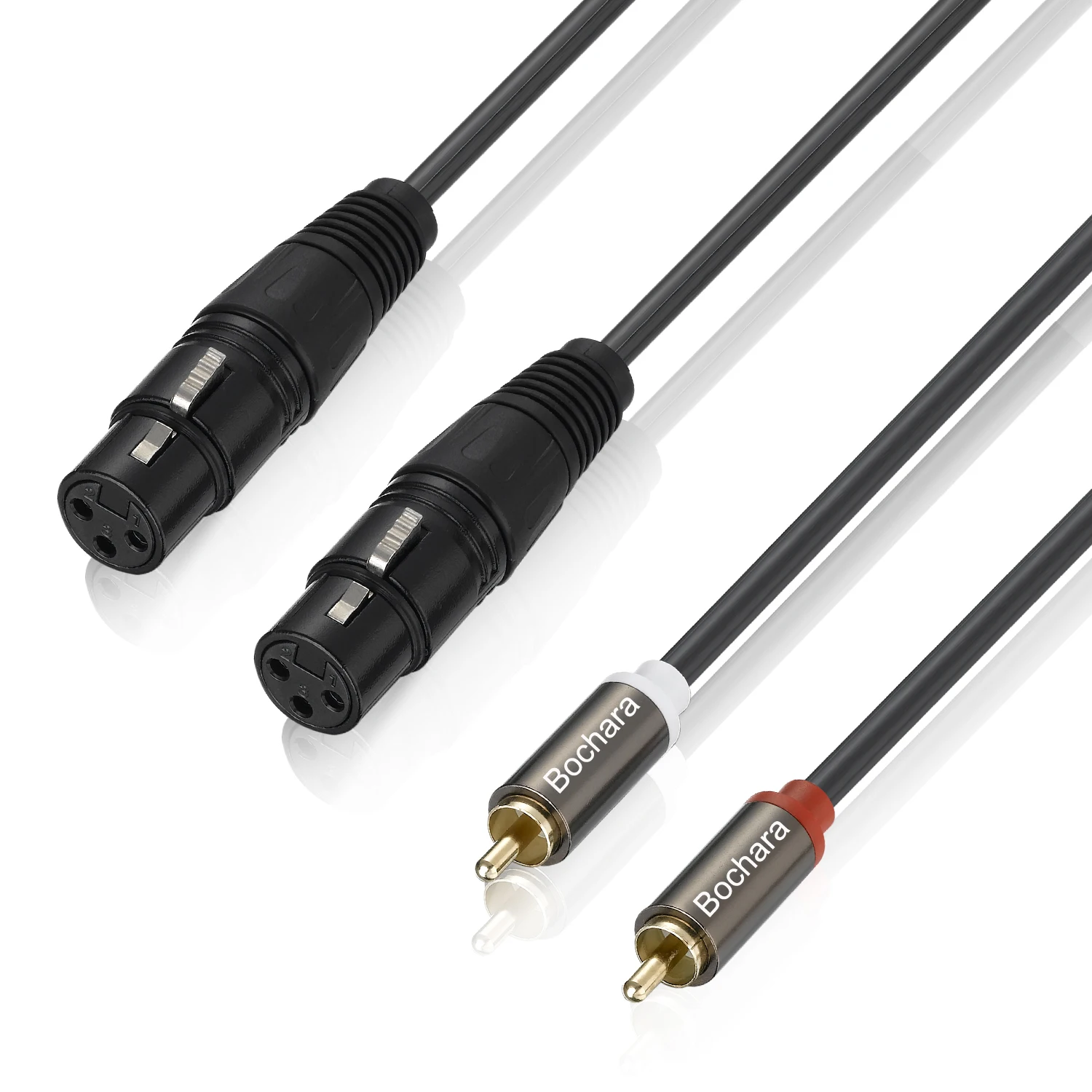 Bochara Dual XLR żeński do 2RCA męski kabel Audio ekranowany dla wzmacniacza mikser głośników 1.5m 3m