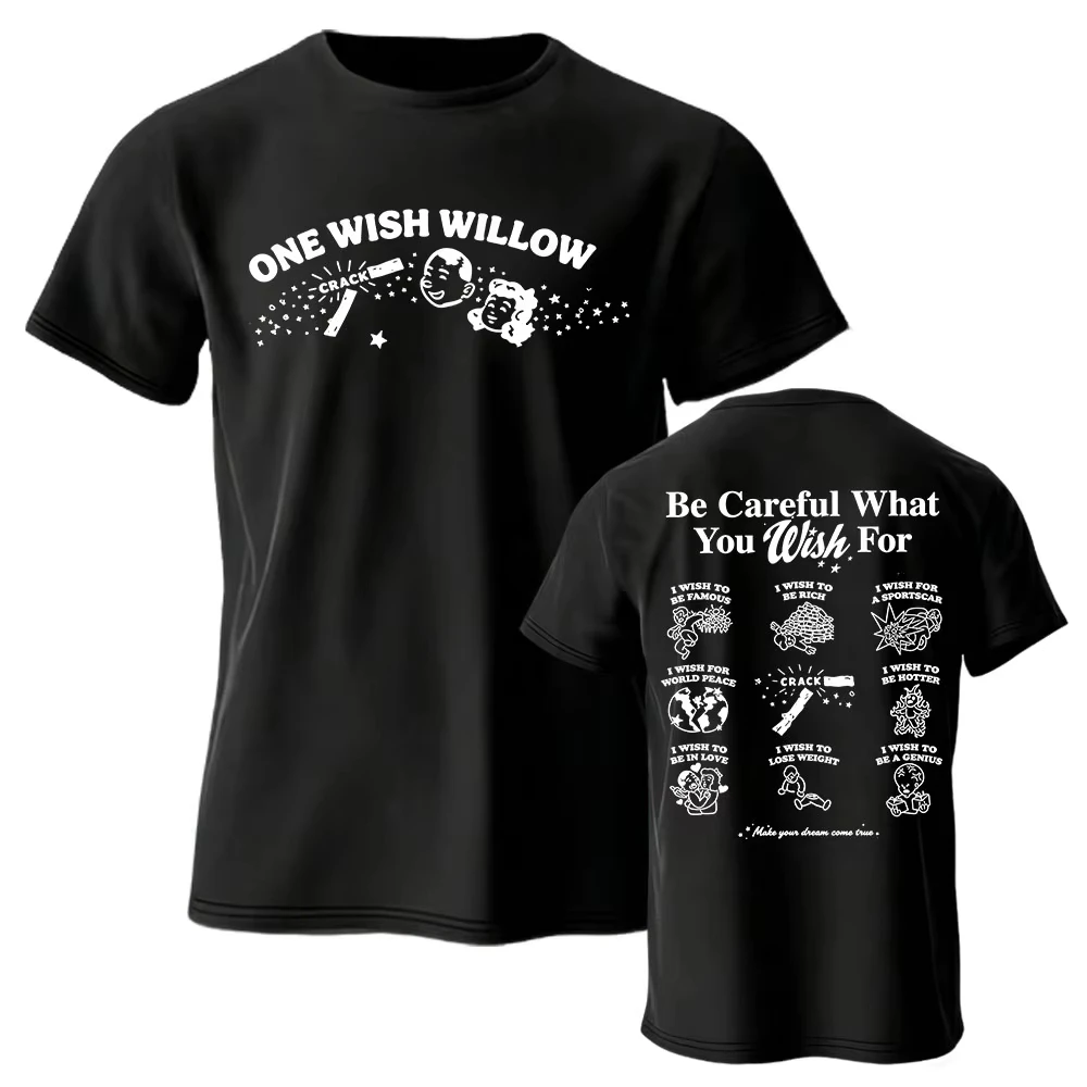 2026 Hot Sale Horror Movie Obsession One Wish Willow T-shirt Summer Short Sleeve Loose Tshirts Gothic Cotton Oversized T-shirts