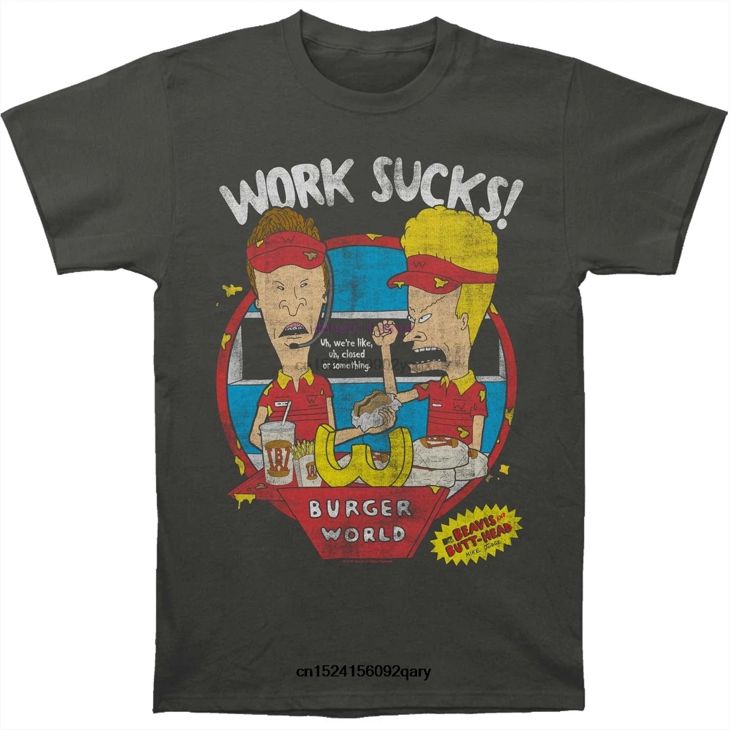 Men Funny T Shirt Women Cool tshirt Beavis Butthead Work Sucks FashionT-shirt