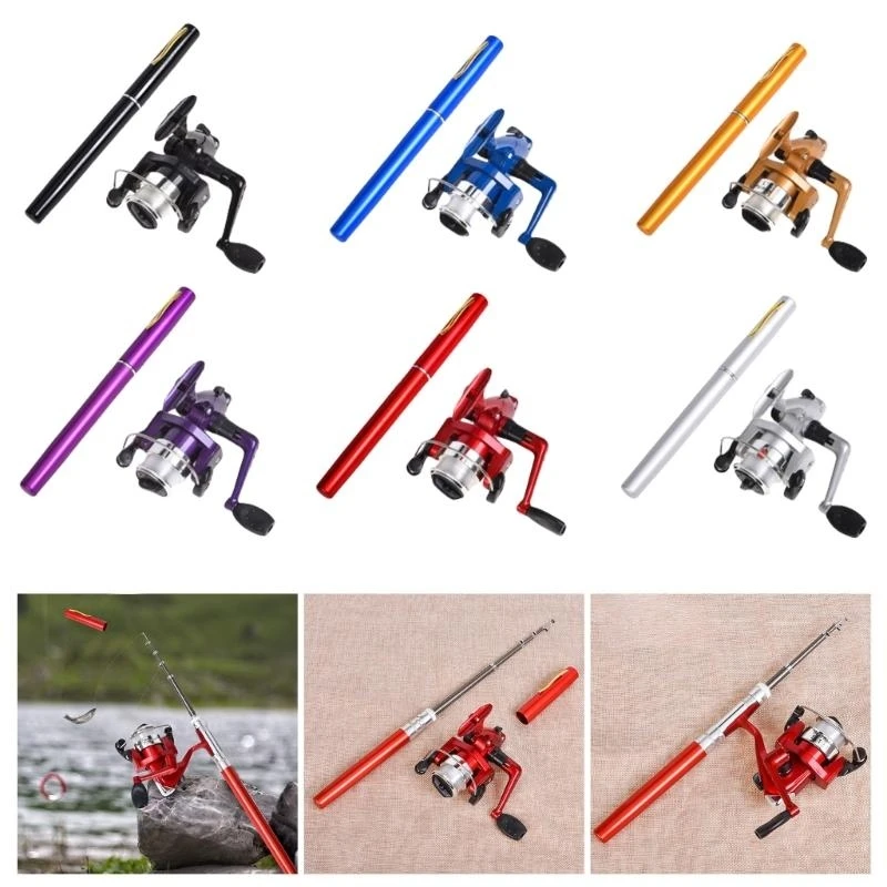 

Mini Pen Fishing Rod Set Light Weight Pocket Telescopic Fishing Rod Set with Fishing Reel for Winter Ice Fishing 69HD