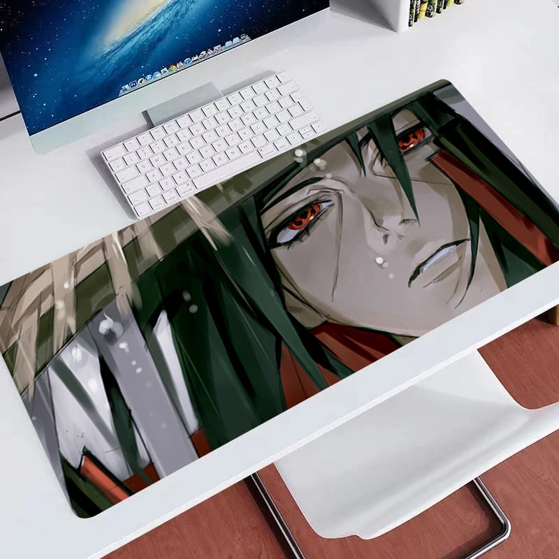 Large Gaming Mousepads N-narutoS Itachi Uchiha Computer Soft Mousepad 900x400 Desk Pads For PC Keyboard Mats non-slipTable Rug