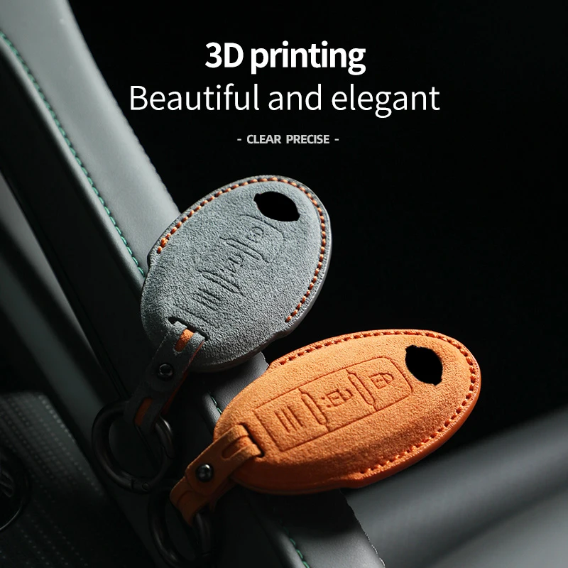 For Nissan Qashqai J10 March Tiida NV200 Leaf Kicks Cube T32 T31 Suede Car Key Case Cover for Infiniti Q50 Q70 QX50 QX60 QX70 - Image 4