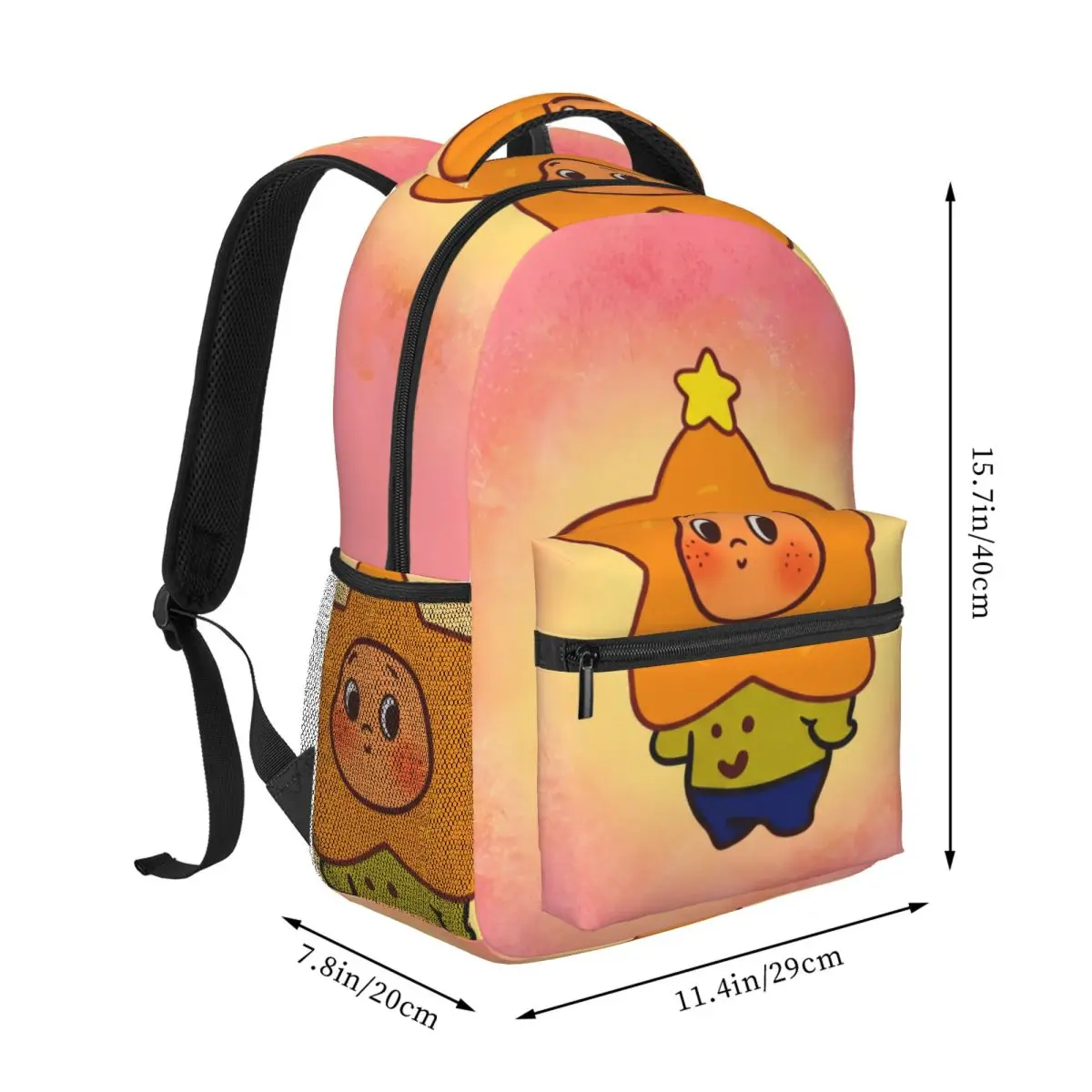 Romantic Cute Backpack Center Star Costume Whimsical Illustration Solid Pink Multi Color Fashion Daypack for College Travel Gift