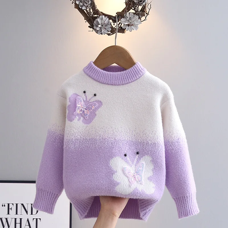 الخريف الشتاء الفتيات محبوك سترة الكرتون بلوزات بأكمام طويلة جولة الرقبة البلوز ملابس الأطفال مريحة موضة جديدة #2