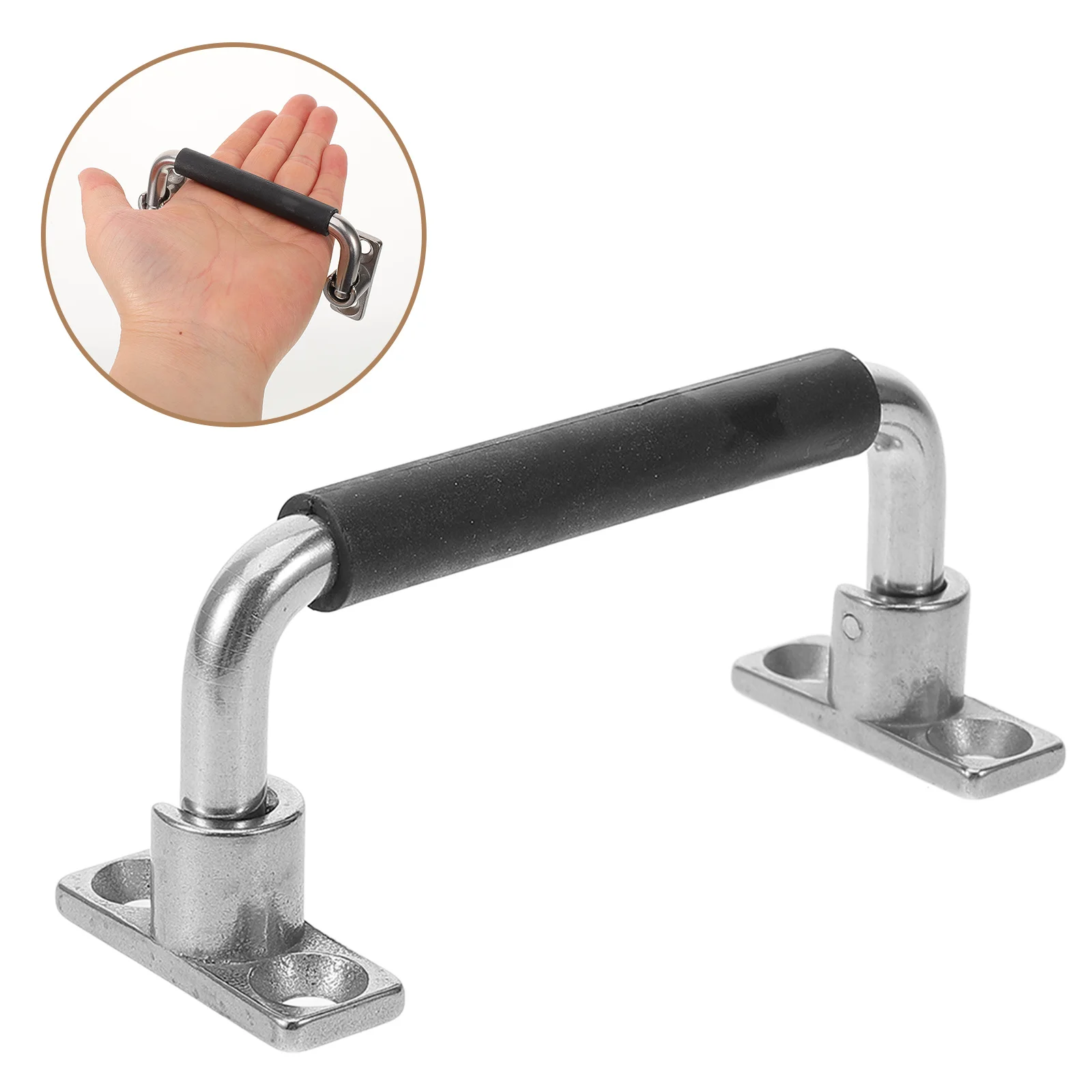 مقبض قابل للطي من الفولاذ المقاوم للصدأ، مقبض سحب عالي التحمل، معدات ثقيلة، قبضة مطاطية، حافظة مقطورة لخزانة الباب قابلة للطي
