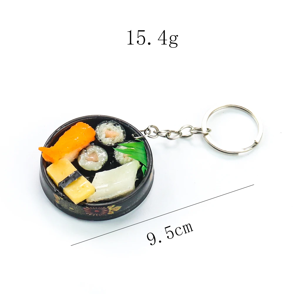 Simulation Food Keychain Pendant Funny Gift Sushi Seafood Tempura Lunch Box Sashimi Toys Party Couple Car Bag Key Rings