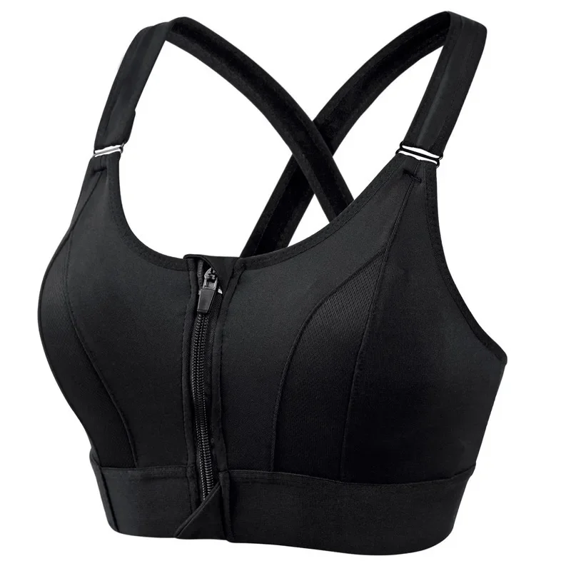 Women Sports Bra New Adjustable Strap Front Zipper Tights Crop Top Yoga Vest Shockproof Gym Fitness Athletic Brassiere Underwear