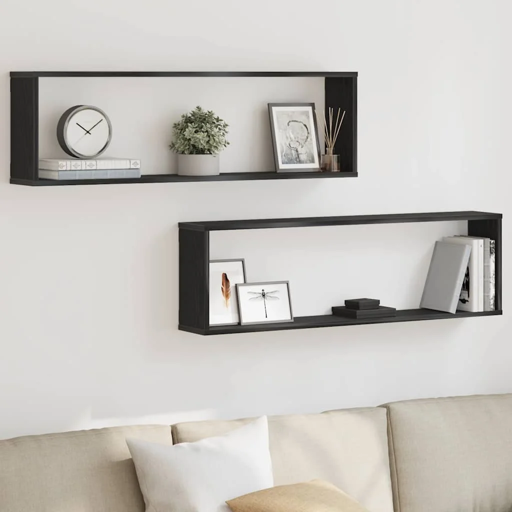 Würfel-Wandregale, 2 Stück, schwarze Eiche, 100 x 15 x 30 cm, Holz-Aufbewahrungsregal, Heimdekoration, Schlafzimmer, Wohnzimmer, Wandschwimmer