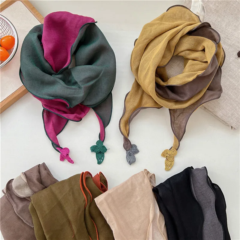 

Double Color Rhombus Scarf Neckerchief for Women Solid Scarves Neck Wrap Headscarf Bandanas Turban Headband Hair Accessories