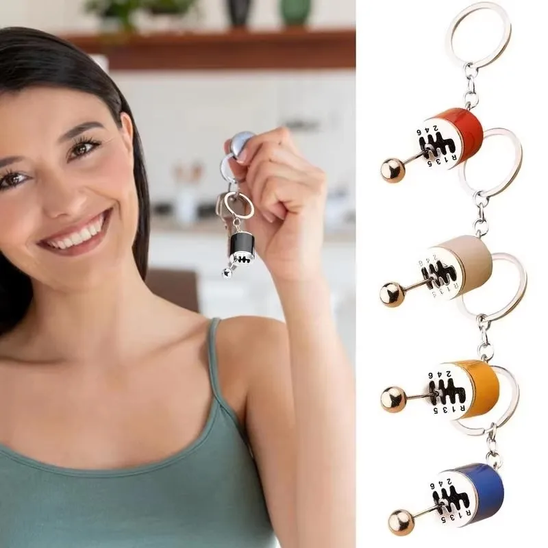 1pcs Metal Keyring Creative Car Shifter Keychain Six-Speed Gear Stick Knob Gearbox Model Key Antistress Adults New Fidget Toys