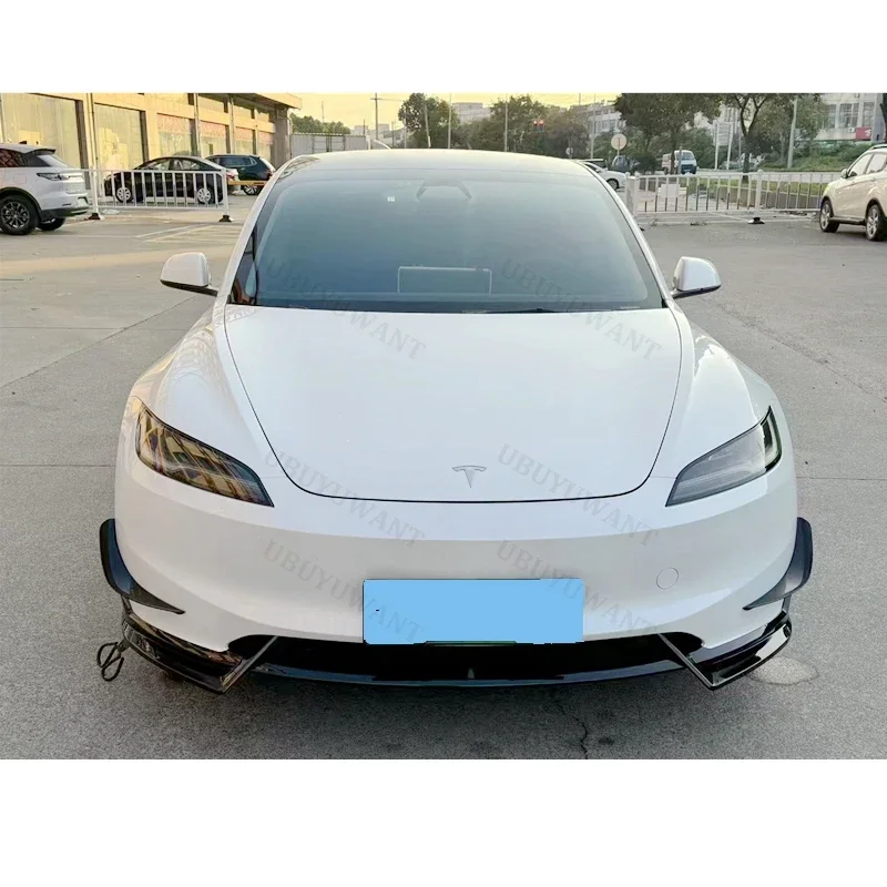 UBUYUWANT For Tesla New Model 3 Refresh  Better New Design ABS Plastic Front Bumper Lip Spoiler Splitter 2023+