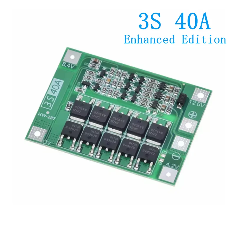 3S 4S 40A 60A Li-ion Lithium Battery Charger Protection Board 18650 BMS For Drill Motor 11.1V 12.6V/14.8V 16.8V With Balance