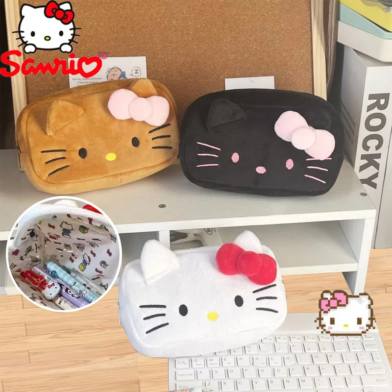 

New Sanrio Melody Pencil Bag Stationery Supplies Plush Anime Kawaii Kuromi Cinnamoroll Japanese Korea Ins Cosmetic Bag Girl Gift