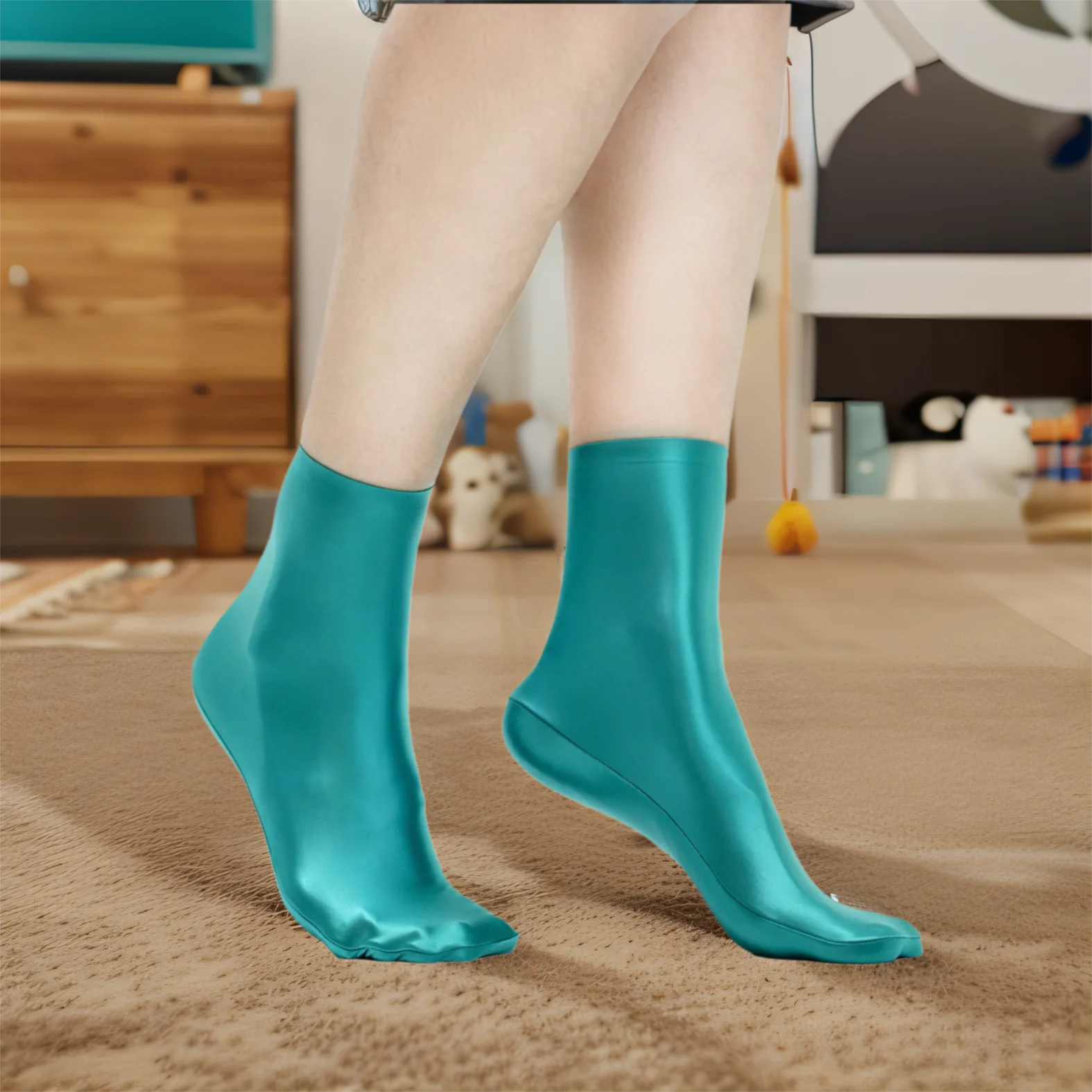 MJINM Calzini tubolari traspiranti da donna Calzini neutri Colori caramelle Primavera Autunno Calzini a metà polpaccio lucidi morbidi e delicati sulla pelle