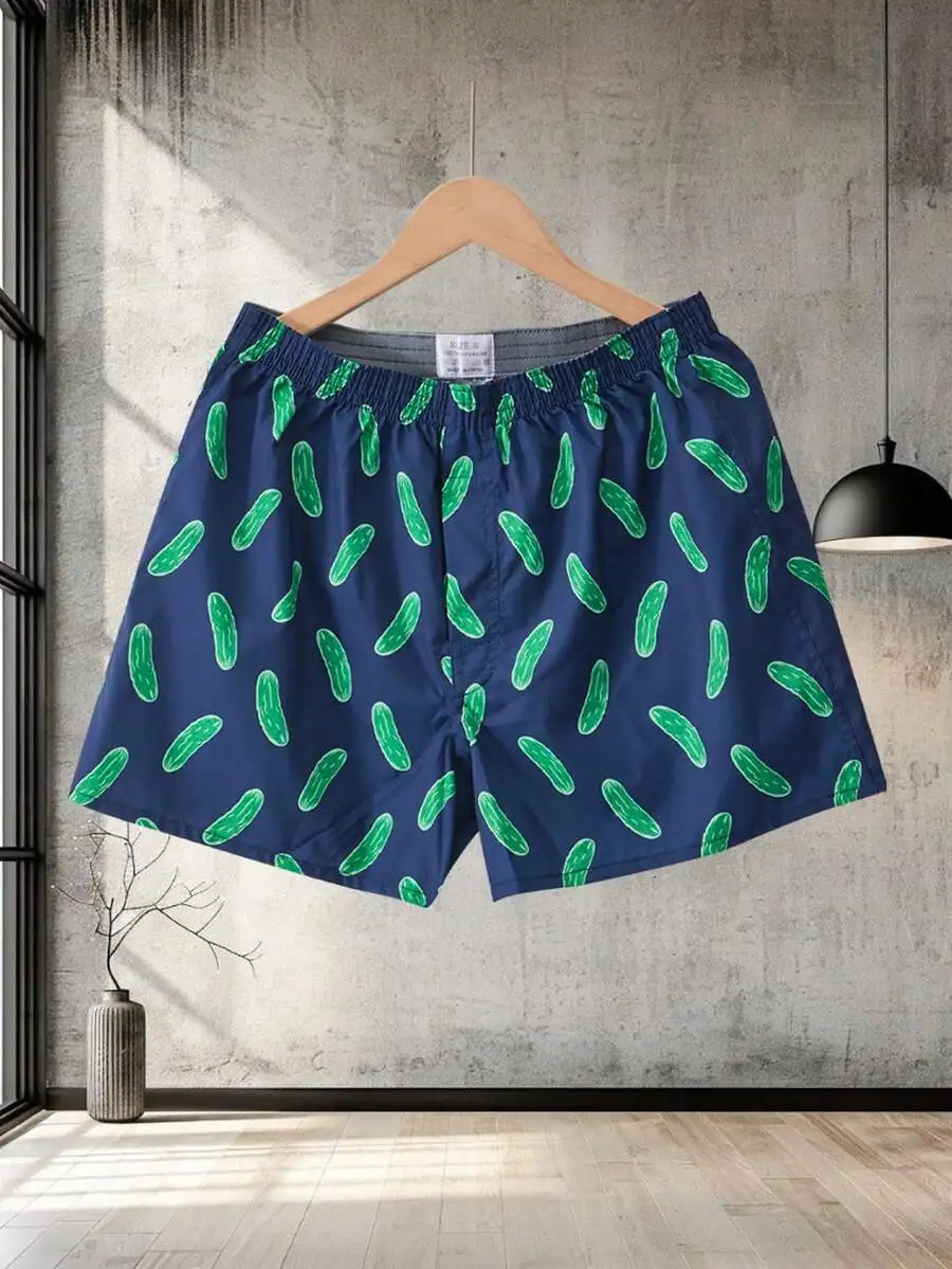 

Mens Boxer Shorts With Pickle Print Breathable Elastic Waist