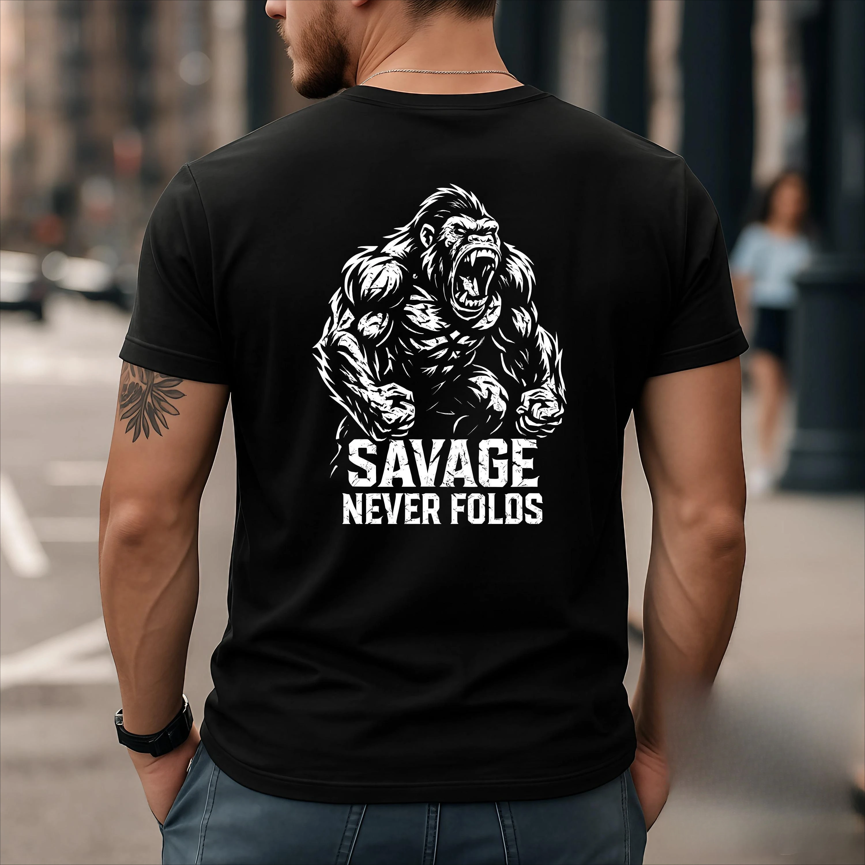 Savage Gorilla T-Shirt, motivierendes Fitness-Shirt, Gewichtheber-Shirt, lockeres, lässiges Streetwear-Shirt für Herren, T-Shirts für Herren