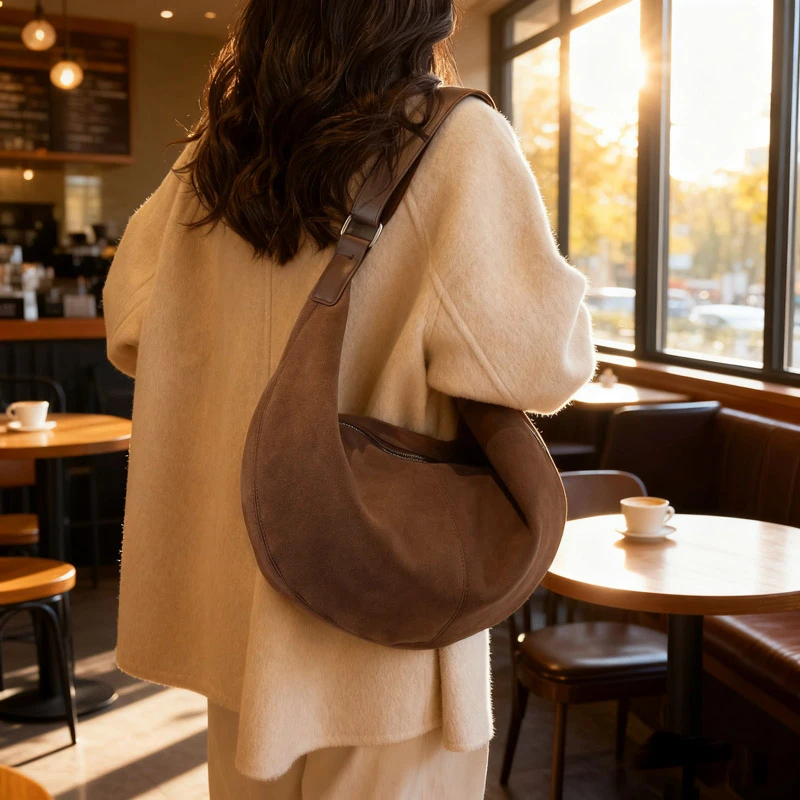 

Замшевая бархатная женская сумка в стиле ретро, новинка 2025 года, универсальная сумка через плечо для женщин, бродяги